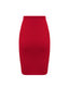 Red merino wool knitted pencil skirt, back view by Roksolana.