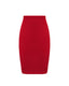 Red merino wool knitted pencil skirt with ribbed waistband by Roksolana.