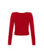 Red long-sleeve top on a white background, back view