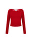 Red long-sleeve top on a white background