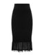 Black Merino wool slip skirt with a clean silhouette and delicate sheer hem