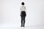 Ivory merino wool bodysuit styled with dark brown midi skirt by Roksolana