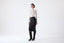 Ivory merino wool bodysuit styled with dark brown midi skirt by Roksolana