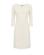Classic ivory merino wool dress with a clean silhouette and delicate fluffy decorative details