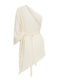 Merino wool transformer blouse in ivory with an asymmetric draped back