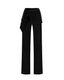 Black merino wool wrap overlay skirt styled over knit trousers