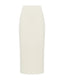 Ribbed merino wool midi skirt in ivory with a clean, straight silhouette