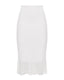 White Merino wool slip skirt with a clean silhouette and delicate sheer hem