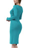 Model wearing a Teal Merino Wool-Blend Knit Dress