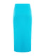 Turquoise ribbed wool skirt on a white background