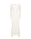 Ivory merino-alpaca long-sleeve knitted dress with flared hem by Roksolana.