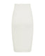 White merino pencil skirt on a white background, back view