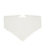 Ivory merino wool-silk-cashmere triangle scarf with lace trim, flat front view by Roksolana.